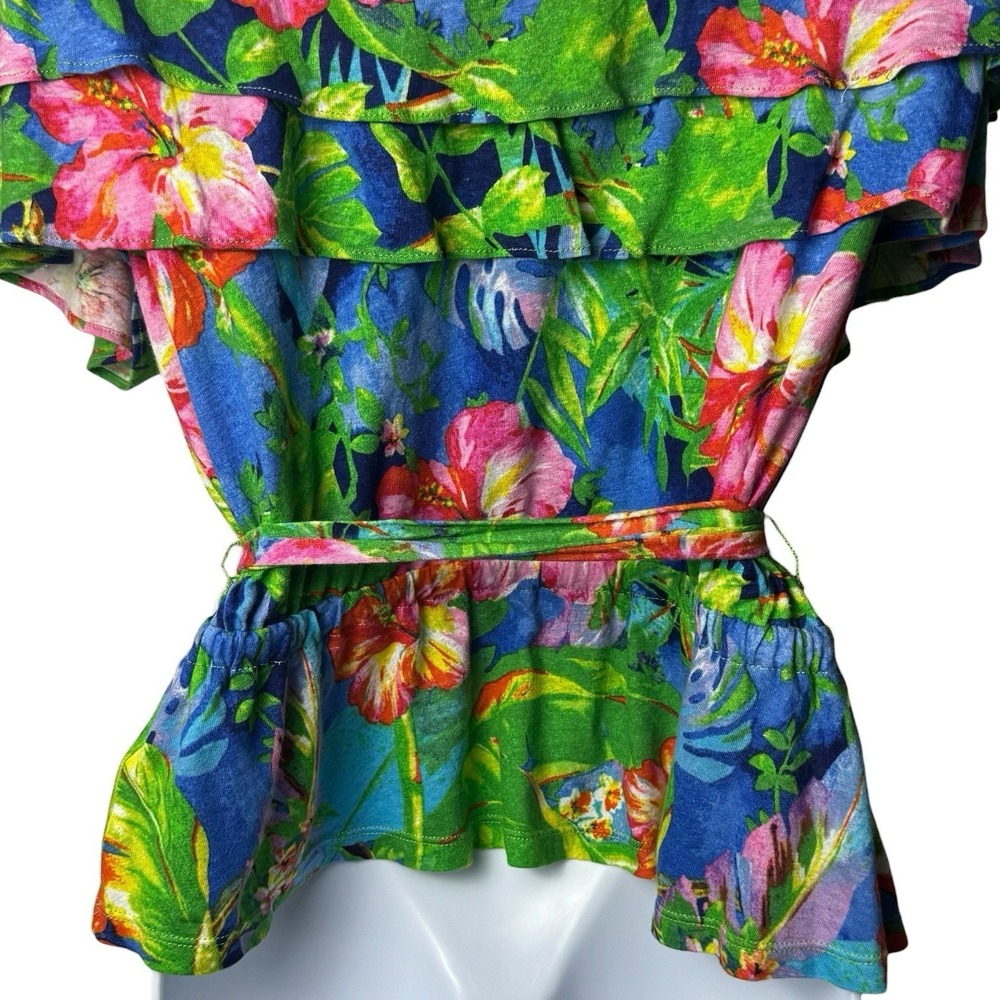 Lauren Ralph Lauren Floral Jersey Knit Off The Shoulder Blouse Resort Travel‎ M - Picture 7 of 11